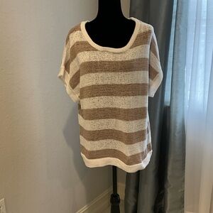 Striped Beige and White Knit Top